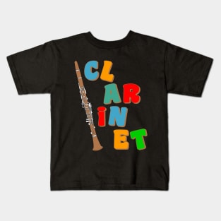 Colorful Brown Clarinet Kids T-Shirt